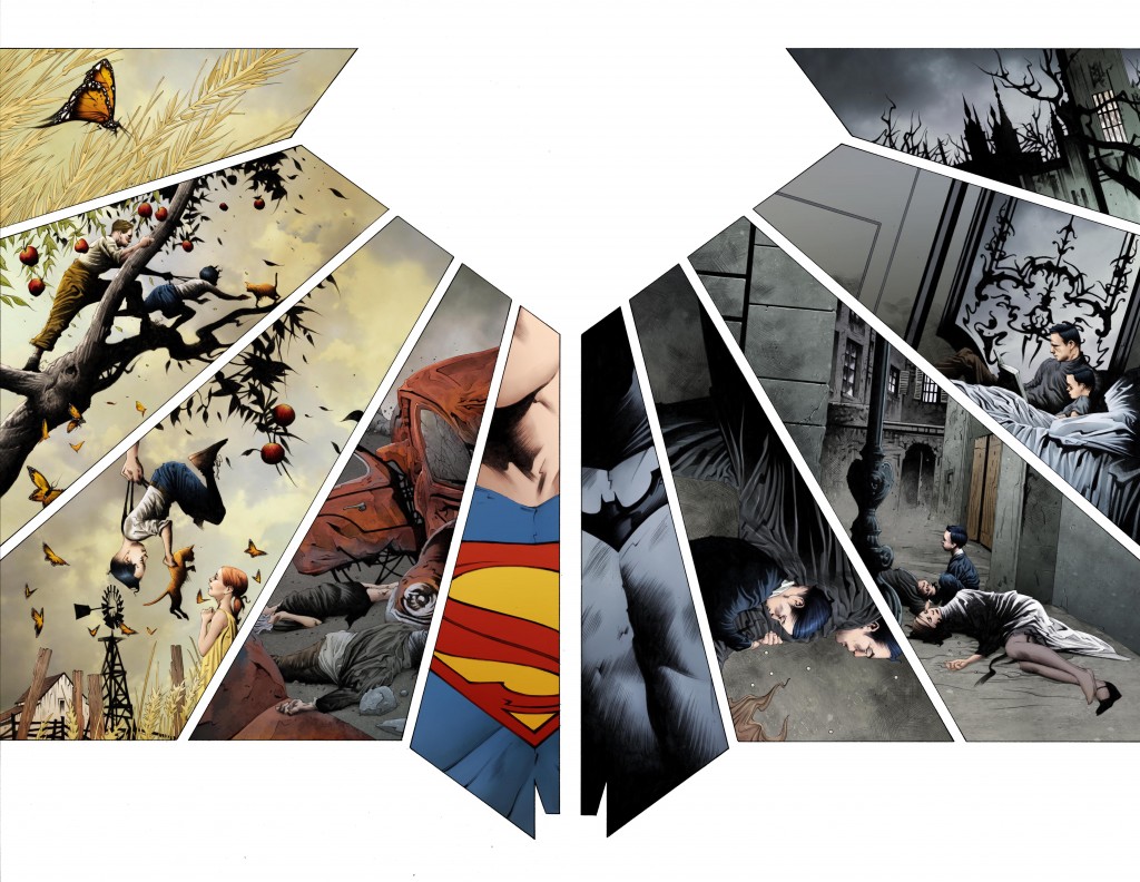 One of Jae Lee's epic 2 page layouts from the issue.