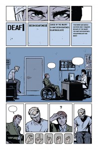 An example of Hawkeye #19's novel presentation.