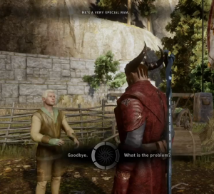 "Please wander the woods to find my pet for a paltry bit of EXP, he's a very special ram."